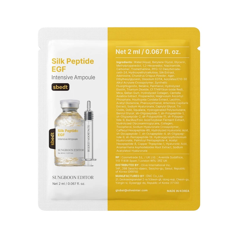 A complimentary 2 ml Silk Peptide EGF sample may be added to qualifying orders while supplies last.